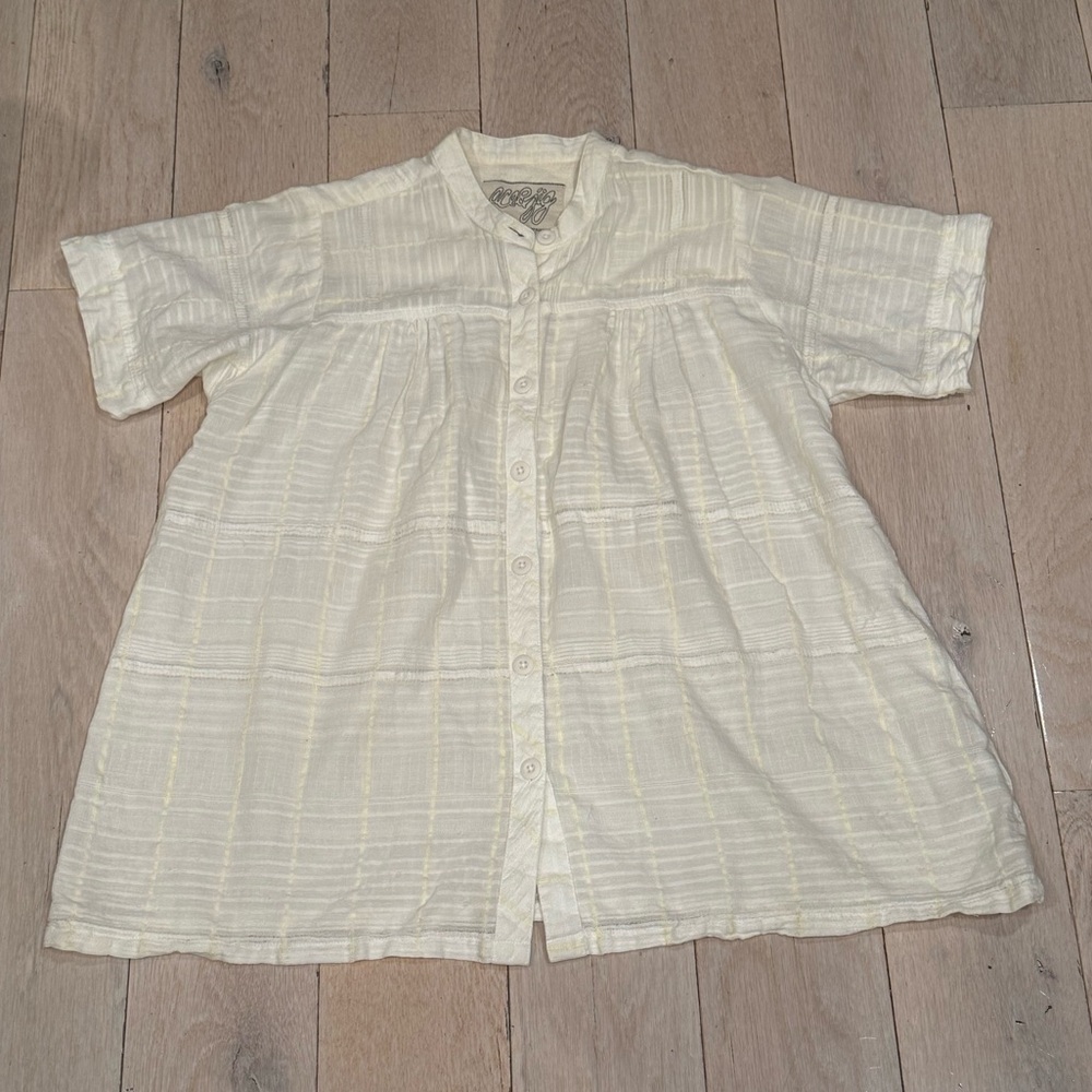 Ace & Jig Cream Short-Sleeve Button Front Blouse